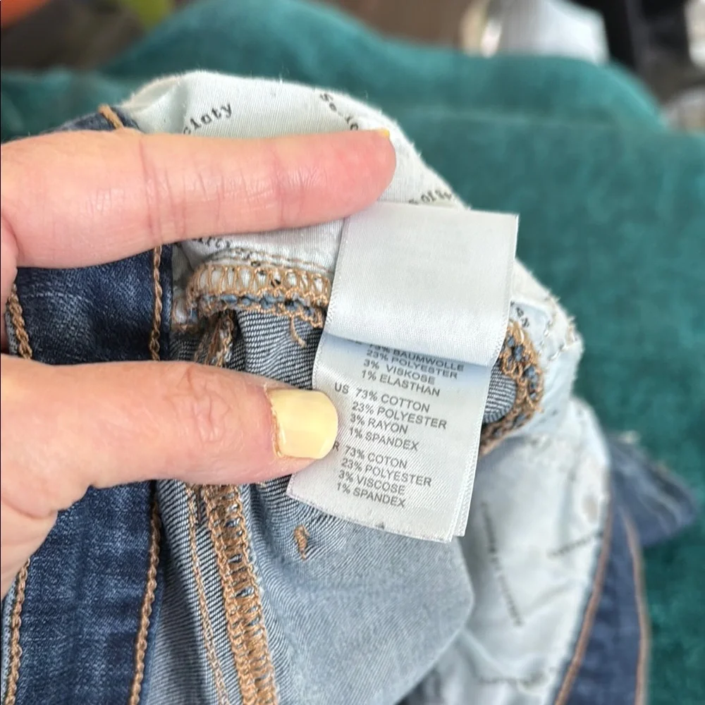 Articles Of Society Blue Jean Shorts with Distressed Hem - Picture 3 of 5